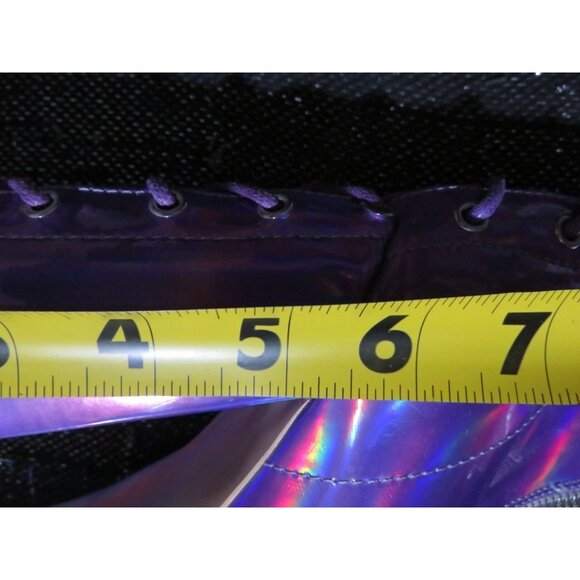 Frankie Hsu Purple Hologram Oil Slick Platform lace Boots Patent vegan leather - Picture 11 of 14